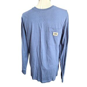 Lee Mens Long Sleeve Blue Pocket T-Shirt Cotton Casual Size M JJ3947
